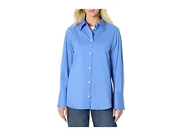 Amazon Essentials Women's Oversized-Fit Cropped Cotton Stretch Poplin Button-Down Shirt, Blue, X-Large Dress