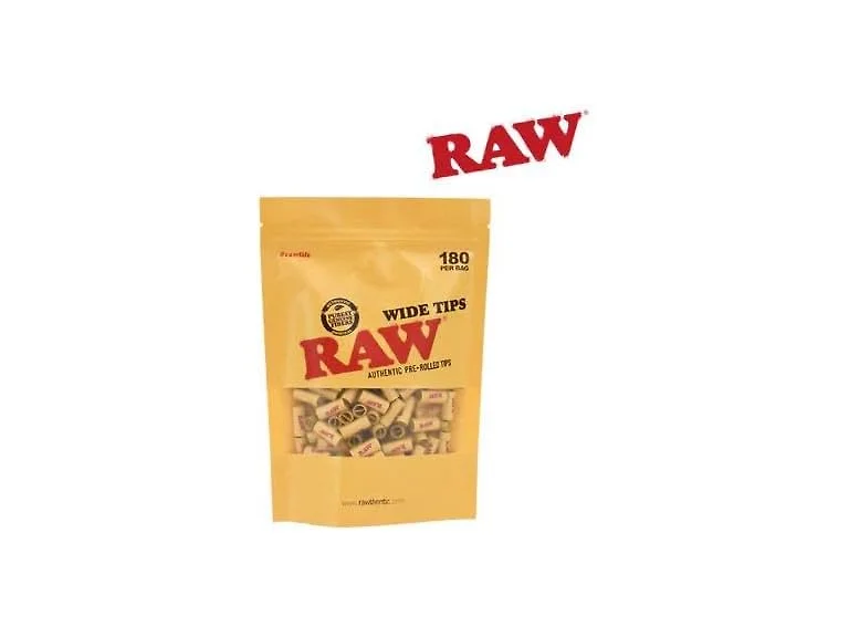 RAW TIPS PRE ROLLED WIDE 180 BAG