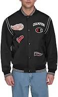 Champion Men's Patch Varsity Bomber Jacket, Black, Small