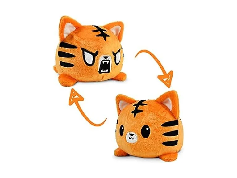 TeeTurtle Original Reversible Wild Cat Tiger Plushie | 4 Inch