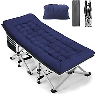 Fragess Portable Camping Cot, Sleeping Cot for Adult, 28" Extra Wide Heavy Duty Folding Cot Max Load 600LBS with Thick Mattress, Portable Camping Bed for Camp Outdoor/Office, Home Nap