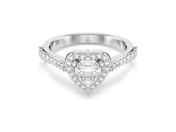 Swarovski Una Angelic motif ring, Mixed cuts, Heart, White, Rhodium plated