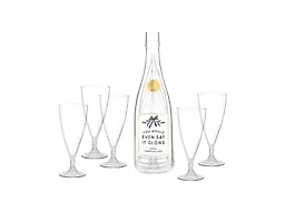Santa Barbara Design Studio Acrylic Champagne Bottle with 5 Nesting Glasses, 11.25-Inches, Glows