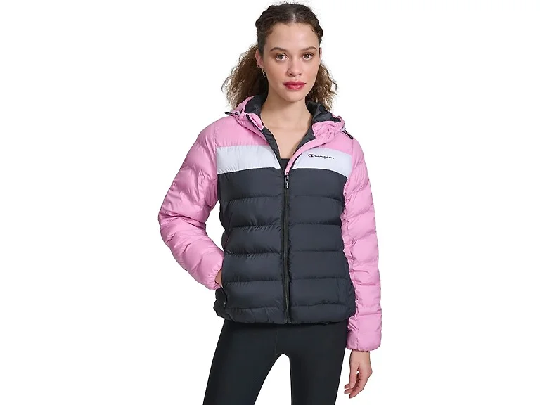Champion Women (XS) Quilted Hooded Puffer Mauve