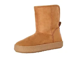 Amazon Essentials Women's Faux Fur Lined Shearling Boots, Pull-On Design, Tan Microsuede, 11