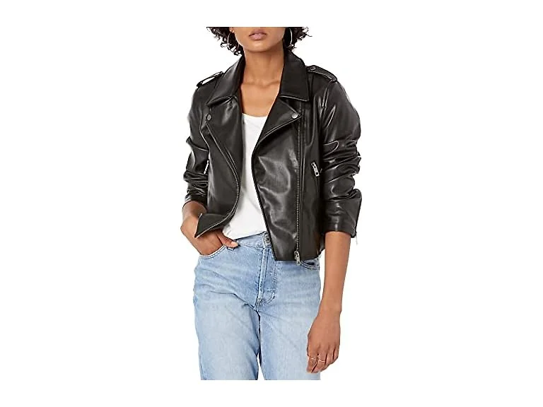 The Drop Heather Faux Leather Jacket
