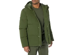 Amazon Essentials Men's Mid-Length Hooded Puffer Coat (Available in Big & Tall), Dark Olive, 6X-Large Big Tall