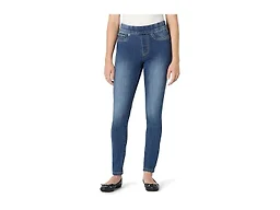 Amazon Essentials Women's Stretch Denim Mid-Rise Pull-On Skinny Jegging, Medium Wash, 6 Short