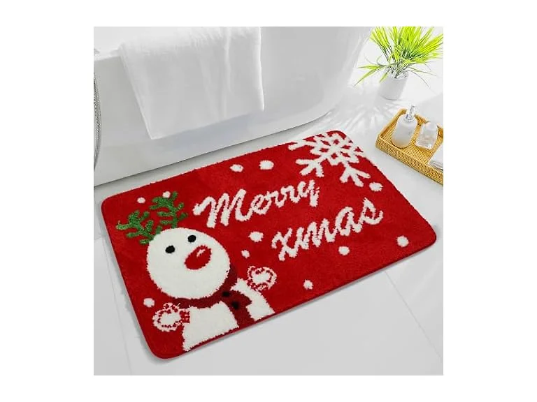 Cute Snowman Christmas Bathroom Rug