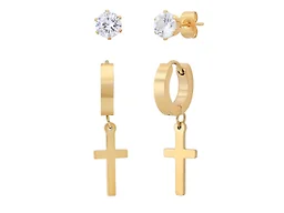 Saffron LGR-54-003E Unisex Cross Hoop & Stud Earri