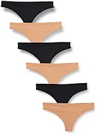 Amazon Essentials Women's Breathable Microfibre Seamless Panties (Available in Plus Size), Pack of 6, Black/Washed Bronze, XX-Large