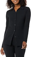 Amazon Essentials Women's Wide Rib Long Sleeve Button-up Collared Cardigan (Pants Sold Separately), Black, X-Small