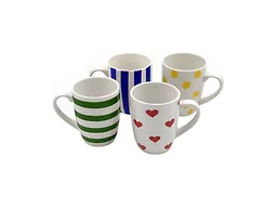 HJOCMLE Colorful Ceramic Mug Set of 4 Boho Porcelain Mug Set Artistic Coffee Cup Set of 4 with Gift Boxed for Family, Office & Parties,Housewarming Gift