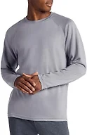 Gaiam Men’s Flow State Long Sleeve Crewneck Top, Standard Fit, Stretch Midweight Material, Sleet, Large