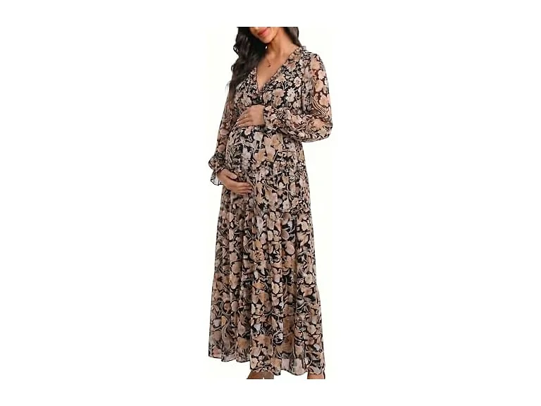 Blencot Women (S) Casual Boho V Neck Long Dress