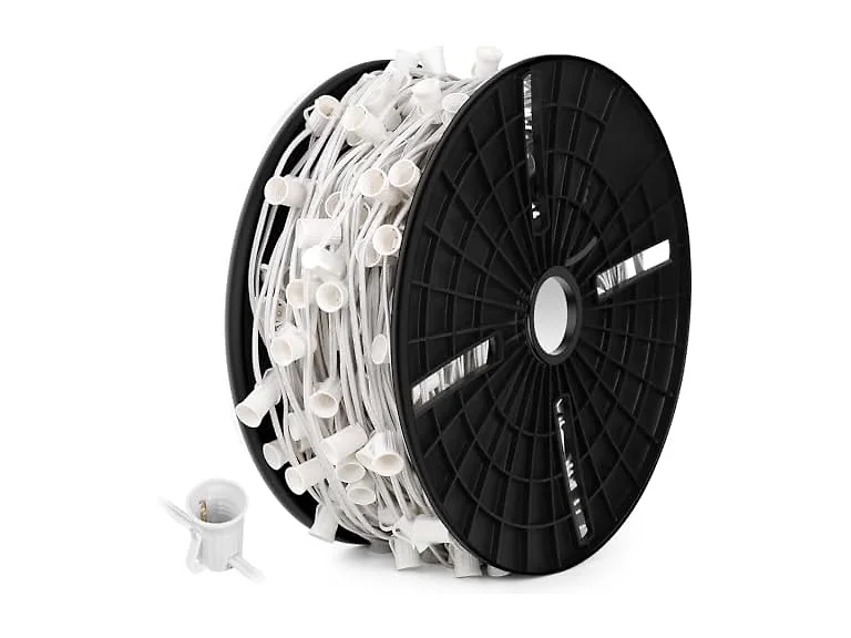 Commercial 500 FT LED Lights Sockets Outdoor, White