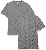 Amazon Essentials Men's Short-Sleeve Crewneck Pocket T-Shirts, Pack of 2, Grey Heather Cactus, Large