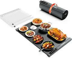 iTRUSOU Food Warming Mat 25.2x16 – Extendable Roll-Up Electric Warming Tray with 7 Temp Settings, 99H Timer, Switchable℃/℉, Interlocking Expansion Design, Ideal for Buffet Parties Chafing Dishes