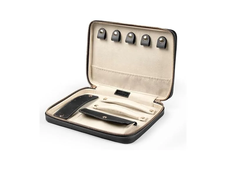 Londo Genuine Leather Travel Jewelry Organizer Black