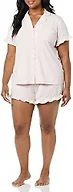 Amazon Essentials Women's Cotton Modal Short Pajama Set - Discontinued Colors, Pale Pink, 4X