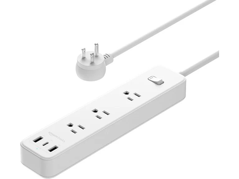 Amazon Basics Rectangle Power Strip 3 Outlet 3 USB Ports