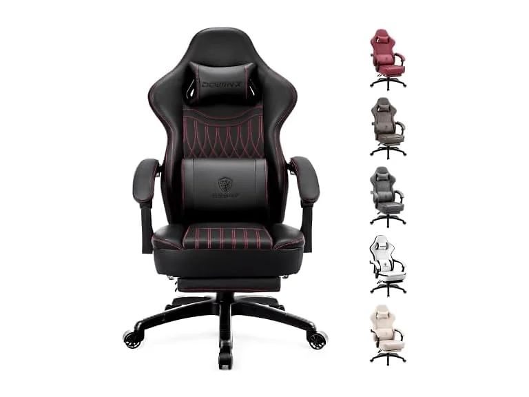 Dowinx Big and Tall Leather Gaming Chair Black/Red