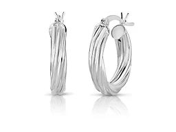 Yeidid Italian 925 Sterling Silver 20mm Swirled Hoop Earrings 