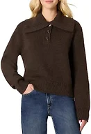 Amazon Essentials Women's Relaxed-Fit Button Collar Sweater, Chocolate Heather, XX-Large