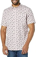 Amazon Essentials Men's Slim-Fit Short-Sleeve Poplin Shirt, Lavender Palm Leaf Print, Medium
