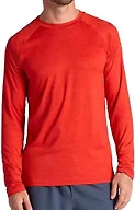 Gaiam Men’s Everyday Basic Long Sleeve Crewneck Top, Standard Fit, Stretch Midweight Material, Molten Lava Heather, X-Large