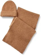 Amazon Essentials Unisex Adults' Faux Mohair Scarf Hat Set for Women and Men, Camel Heather, One Size