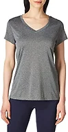Hanes womens Sport Heathered Performance V-neck Tee Shirt, Ebony Heather, Small US