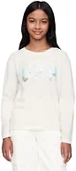 GAP Girls' Sequin Logo Long Sleeve Tee, New Off White, Small
