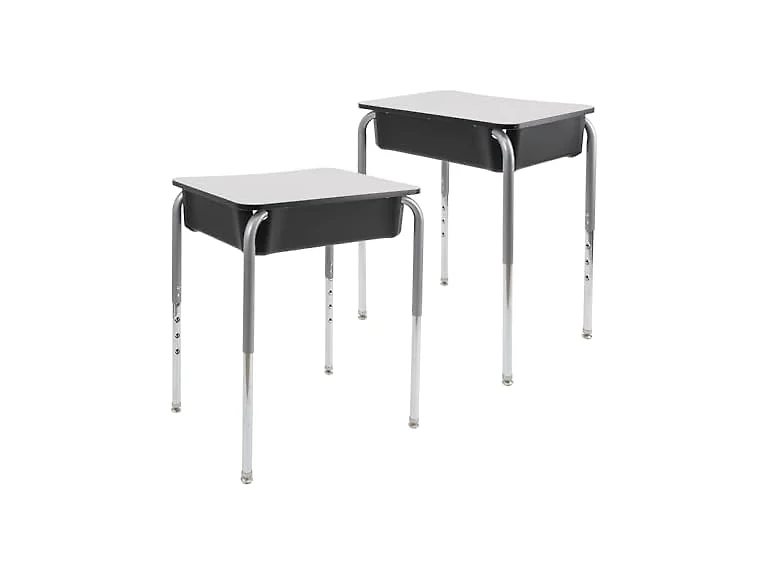 FDP 18" x 24" Belly Curve Classroom Open Front Desk Gray/SIlver