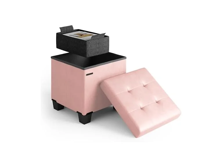 Storage Ottoman Cube Bin 15in Pink