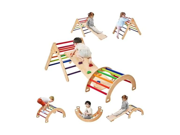 Pikler Triangle Set, 5 in 1 Toddler Climbing