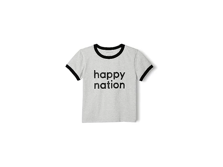 Happy Nation Womens Cotton Crewneck Ringer T-Shirt (L)