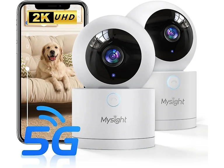 (2 Pack) Mysight 360° Pan/Tilt Security Camera | 2.4/5GHz