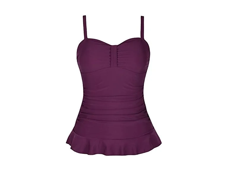 Hilor Women (10) 50's Retro Ruched Tankini Hem Top