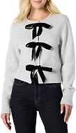Amazon Essentials Women's Regular-Fit Long-Sleeve Tie Front Cardigan with Bows, Light Grey Heather, Small