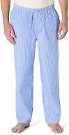 Amazon Essentials Men's Cotton Poplin Straight-Fit Pajama Pants with Drawstring Elastic Waist, Light Blue Stripe, Small