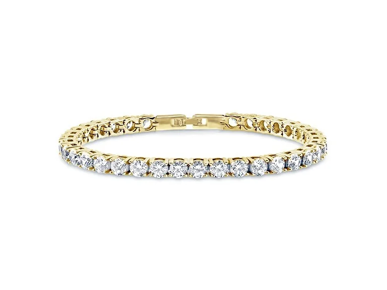 Yeidid Gold Plated Round Tennis Bracelet