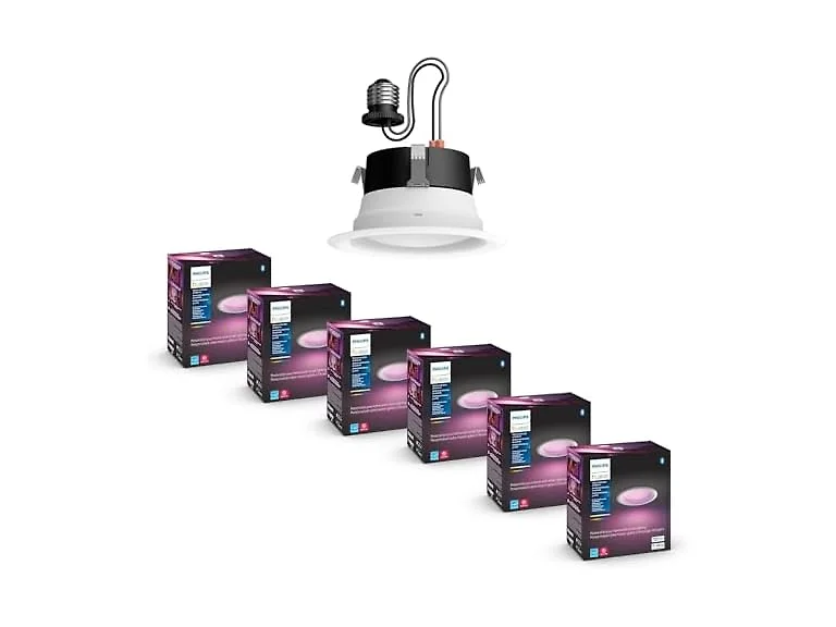Philips Hue Smart Recessed 4" LED Downlight, 6 Pk