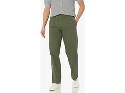 Amazon Essentials Men's Classic-Fit Wrinkle-Resistant Pleated Chino Pant, Olive, 29W x 30L