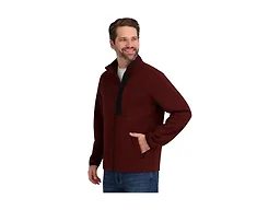 Reebok Mens Mock Neck Zip-Up Sweater Fleece Shell Jacket, Merlot, S