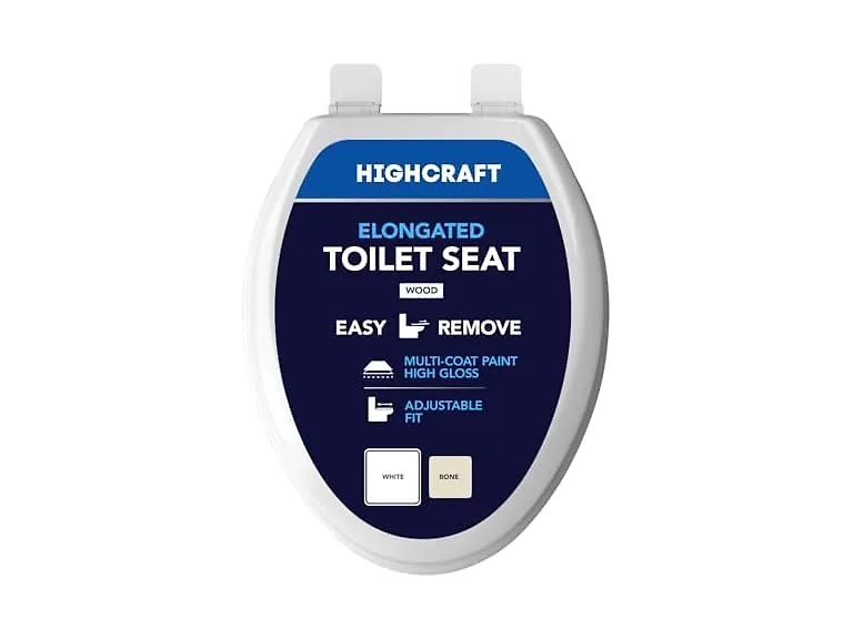 HIGHCRAFT Elongated Molded Wood Toilet Seat