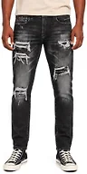 Blukraf] Men's Slim Fit Stacked Jeans - Low Stretch Ripped Destroyed Denim Male Pants, Casual Y2K Streetwear Biker Jeans