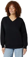 Amazon Essentials Women's Oversized V-Neck Fleece Pullover Sweatshirt, Black, Large