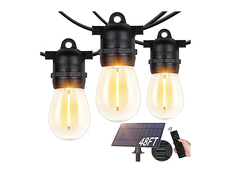 BesLowe 48FT S14 Solar String Lights