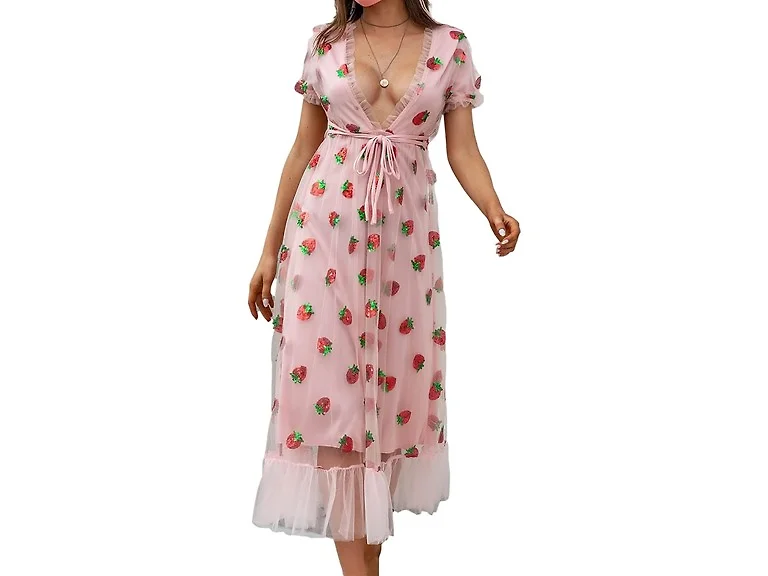 Mialoley Women (L) Sequin Strawberry Dress